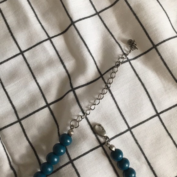 Blue Necklace with Wooden Beads - Picture 3 of 3